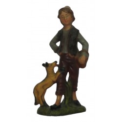 Pastor com cesta e cão