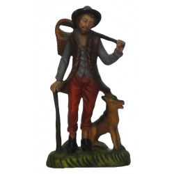 Pastor com cesta, vara e cão