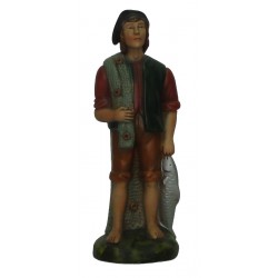 Pescador com rede e peixe...